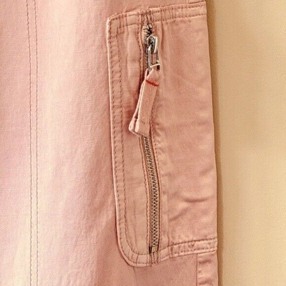 ANTHROPOLOGIE Pilcro Satin Cargo Parachute Pants Pink Combo Size 31 NEW - Picture 10 of 12